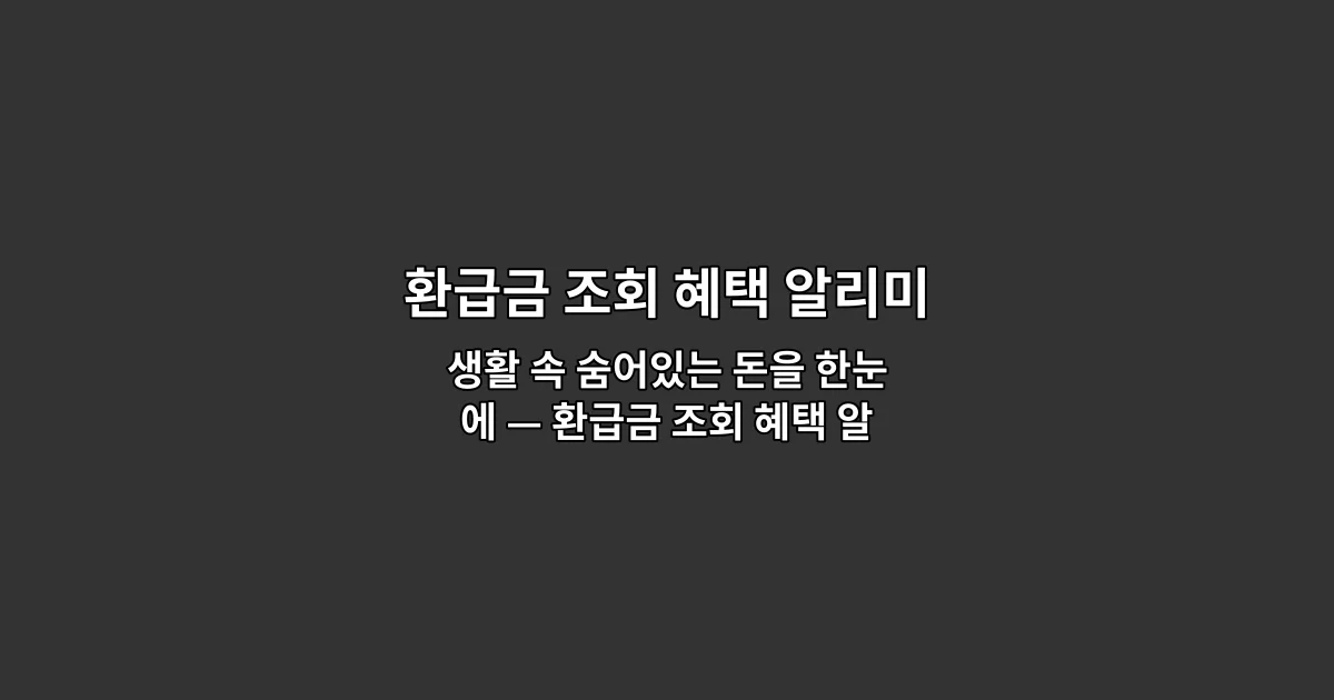 생활 속 숨어있는 돈을 한눈에 — 환급금 조회 혜택 알리미 앱 활용법